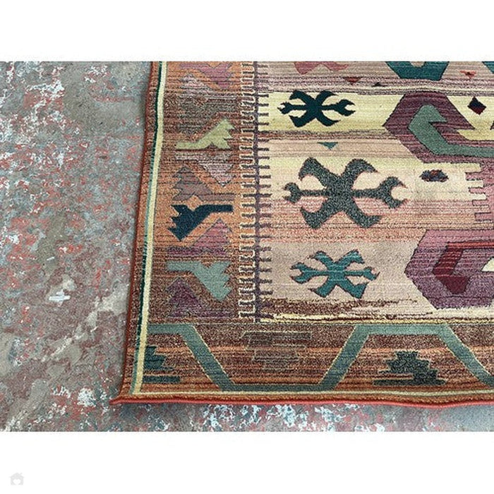 Gabbeh 50 C Traditional Persian Tribal Ethnic Pattern Print Multicolour/Beige/Brown/Terracotta/Rust/Green/Pink/Purple Rug