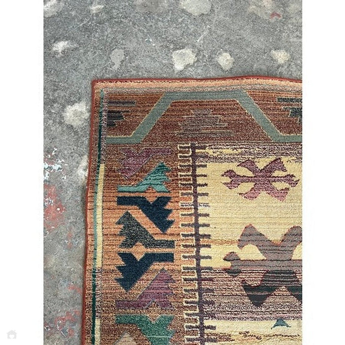 Gabbeh 50 C Traditional Persian Tribal Ethnic Pattern Print Multicolour/Beige/Brown/Terracotta/Rust/Green/Pink/Purple Rug