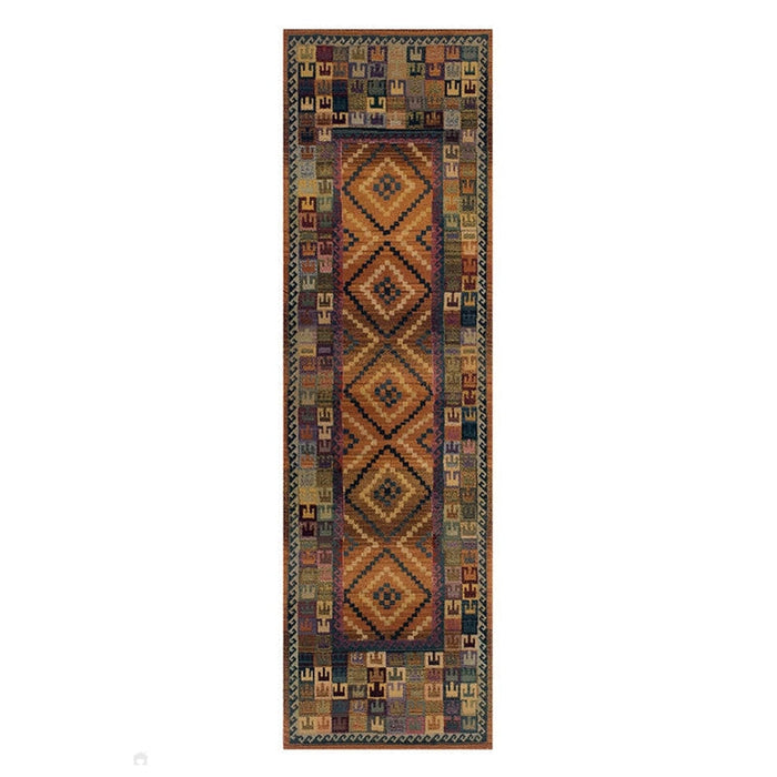 Gabbeh 51 C Traditional Persian Tribal Ethnic Pattern Print Multicolour/Brown/Green/Terracotta/Rust/Beige/Pink/Purple Rug