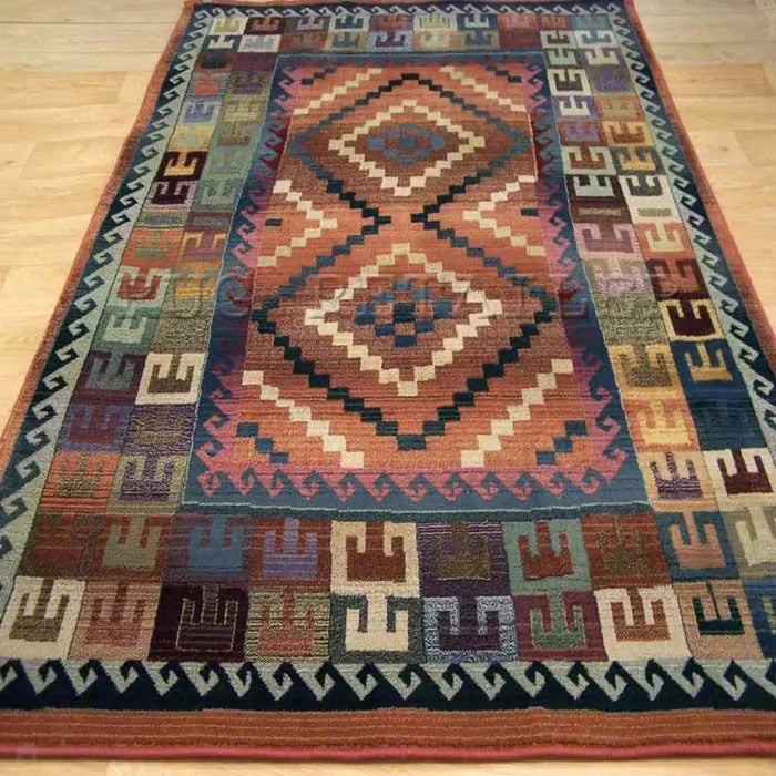 Gabbeh 51 C Traditional Persian Tribal Ethnic Pattern Print Multicolour/Brown/Green/Terracotta/Rust/Beige/Pink/Purple Rug