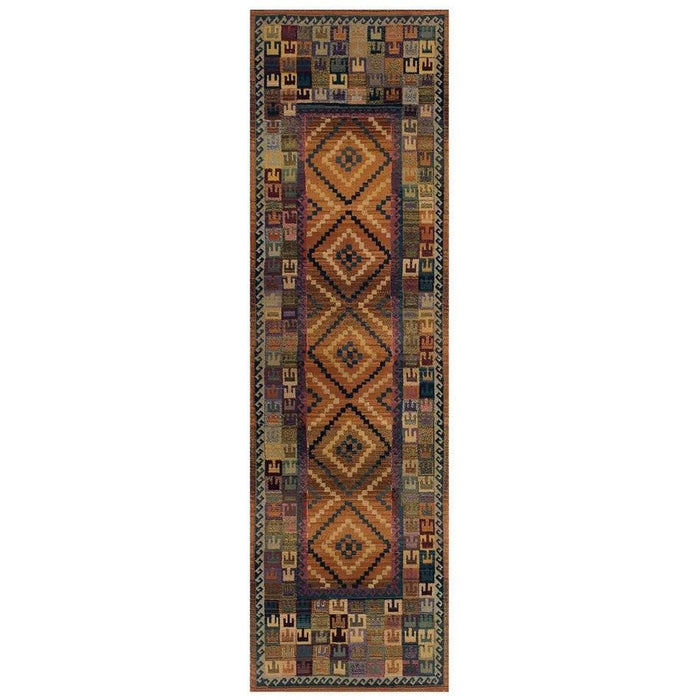 Gabbeh 51 C Traditional Persian Tribal Ethnic Pattern Print Multicolour/Brown/Green/Terracotta/Rust/Beige/Pink/Purple Runner