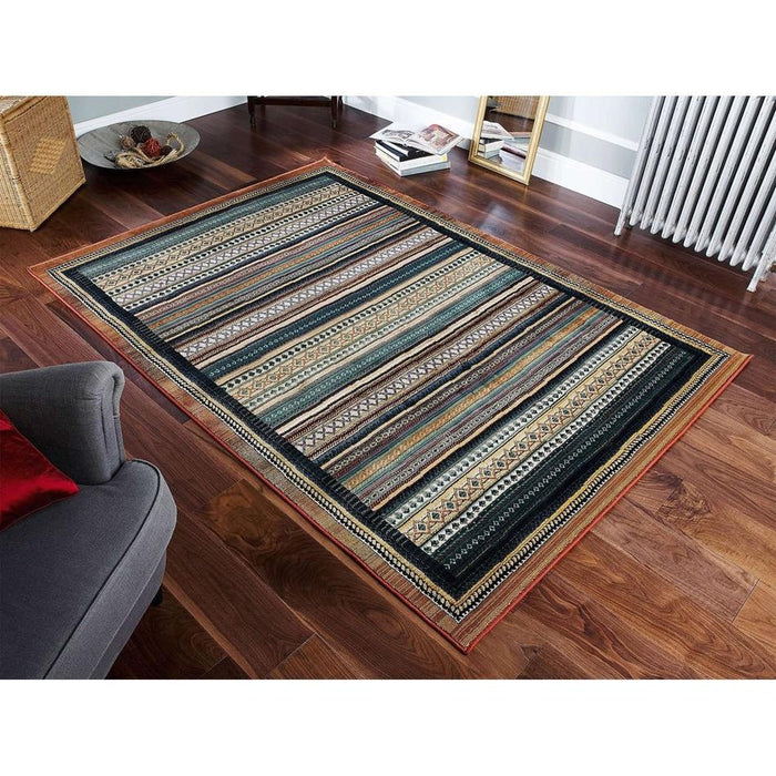 Gabbeh 933 R Traditional Persian Tribal Ethnic Pattern Print Multicolour/Brown/Beige/Terracotta/Rust/Pink/Blue/Purple Rug