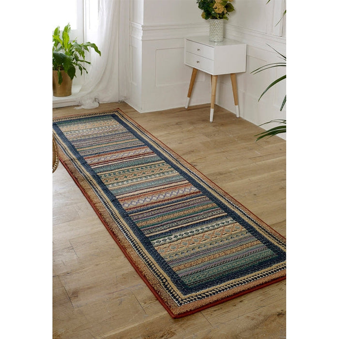 Gabbeh 933 R Traditional Persian Tribal Ethnic Pattern Print Multicolour/Brown/Beige/Terracotta/Rust/Pink/Blue/Purple Rug