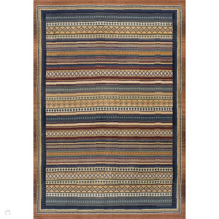 Gabbeh 933 R Traditional Persian Tribal Ethnic Pattern Print Multicolour/Brown/Beige/Terracotta/Rust/Pink/Blue/Purple Rug