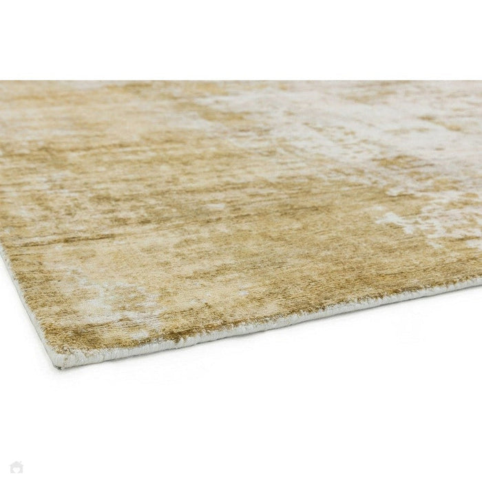 Gatsby Modern Abstract Distressed Metallic Shimmer Hand-Woven Textured Printed Viscose Flatweave Autumn Yellow/Cream/Gold Rug