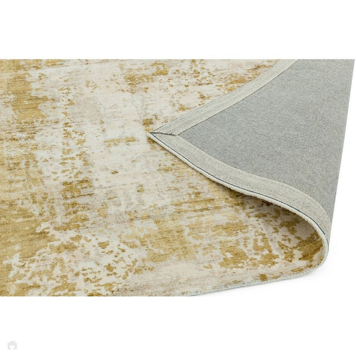 Gatsby Modern Abstract Distressed Metallic Shimmer Hand-Woven Textured Printed Viscose Flatweave Autumn Yellow/Cream/Gold Rug