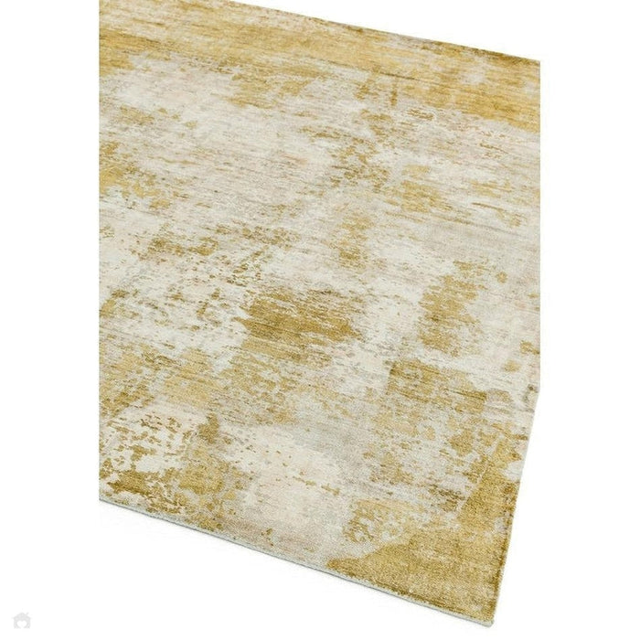 Gatsby Modern Abstract Distressed Metallic Shimmer Hand-Woven Textured Printed Viscose Flatweave Autumn Yellow/Cream/Gold Rug