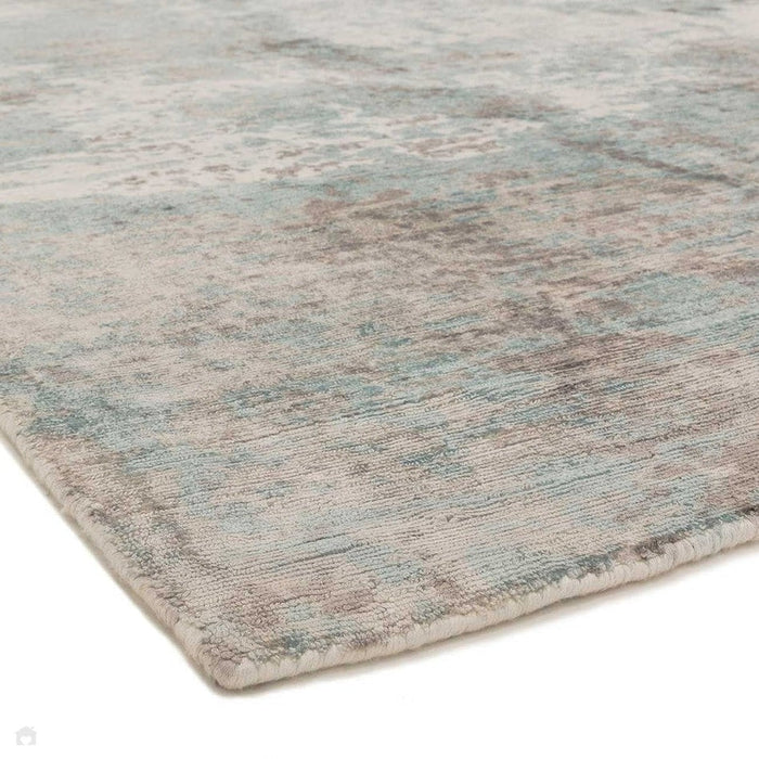 Gatsby Modern Abstract Distressed Metallic Shimmer Hand-Woven Textured Printed Viscose Flatweave Blue/Grey/Cream Rug