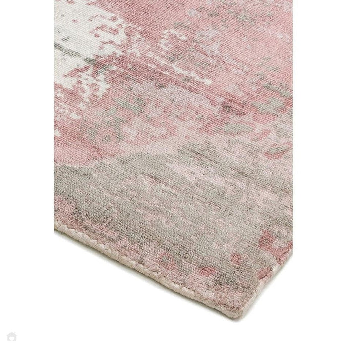 Gatsby Modern Abstract Distressed Metallic Shimmer Hand-Woven Textured Printed Viscose Flatweave Blush/Grey/Cream Rug