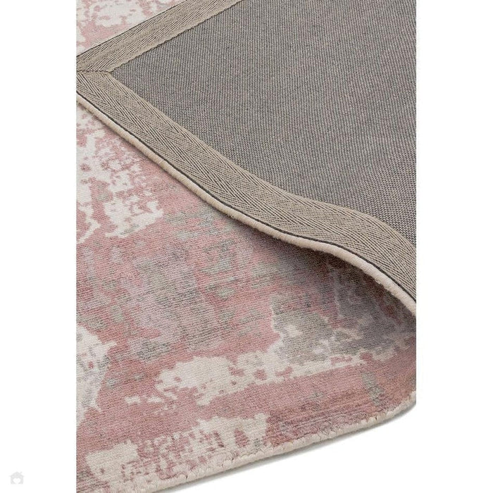 Gatsby Modern Abstract Distressed Metallic Shimmer Hand-Woven Textured Printed Viscose Flatweave Blush/Grey/Cream Rug