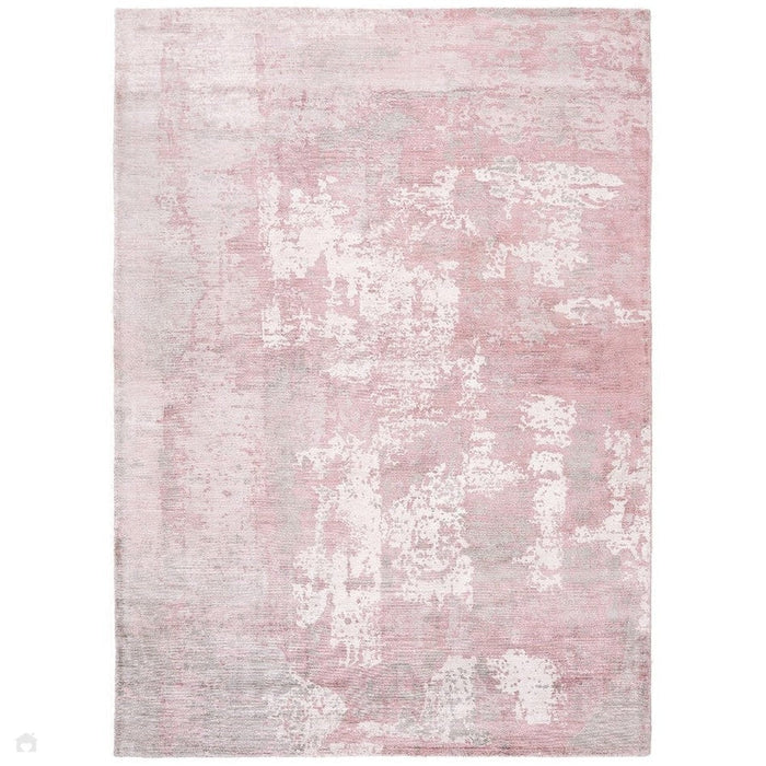 Gatsby Modern Abstract Distressed Metallic Shimmer Hand-Woven Textured Printed Viscose Flatweave Blush/Grey/Cream Rug