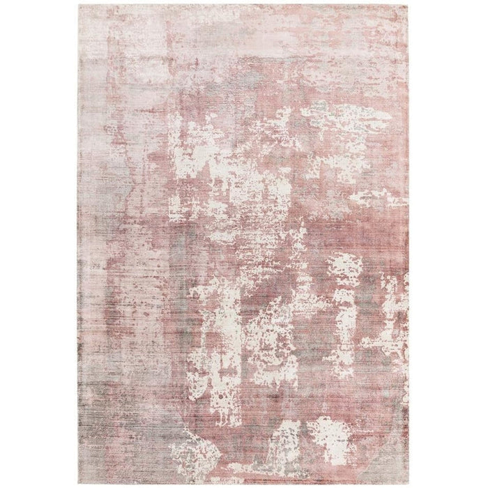 Gatsby Modern Abstract Distressed Metallic Shimmer Hand-Woven Textured Printed Viscose Flatweave Blush/Grey/Cream Rug