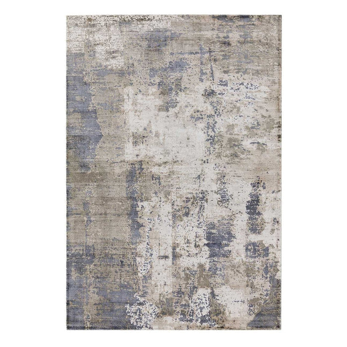 Gatsby Modern Abstract Distressed Metallic Shimmer Hand-Woven Textured Printed Viscose Flatweave Cloud Grey/Cream/Beige Rug