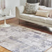 Gatsby Modern Abstract Distressed Metallic Shimmer Hand-Woven Textured Printed Viscose Flatweave Cloud Grey/Cream/Beige Rug