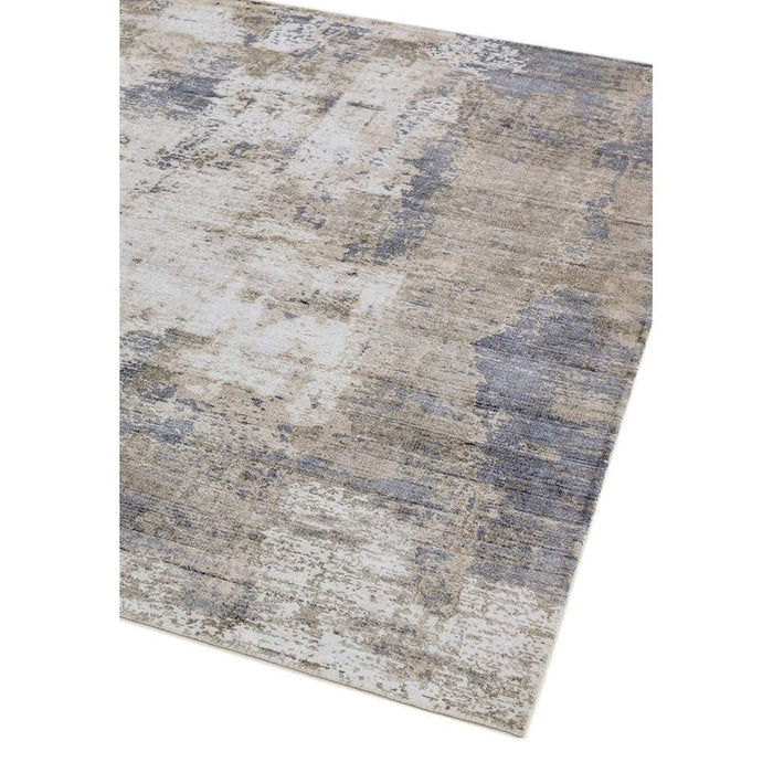 Gatsby Modern Abstract Distressed Metallic Shimmer Hand-Woven Textured Printed Viscose Flatweave Cloud Grey/Cream/Beige Rug