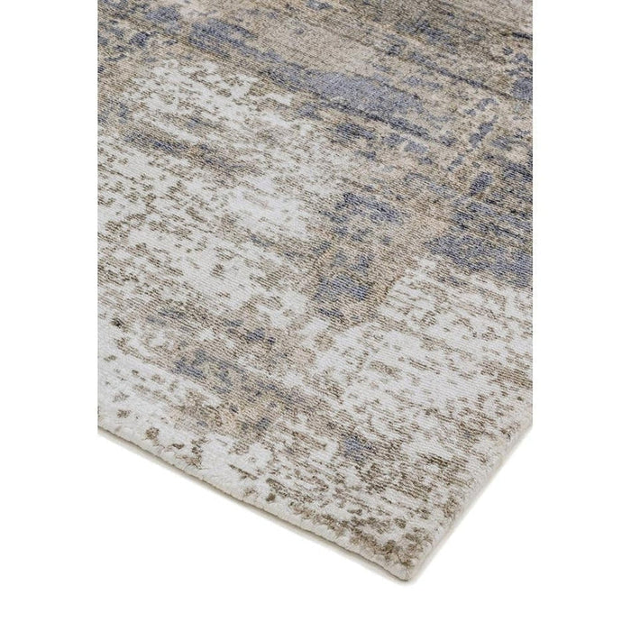 Gatsby Modern Abstract Distressed Metallic Shimmer Hand-Woven Textured Printed Viscose Flatweave Cloud Grey/Cream/Beige Rug