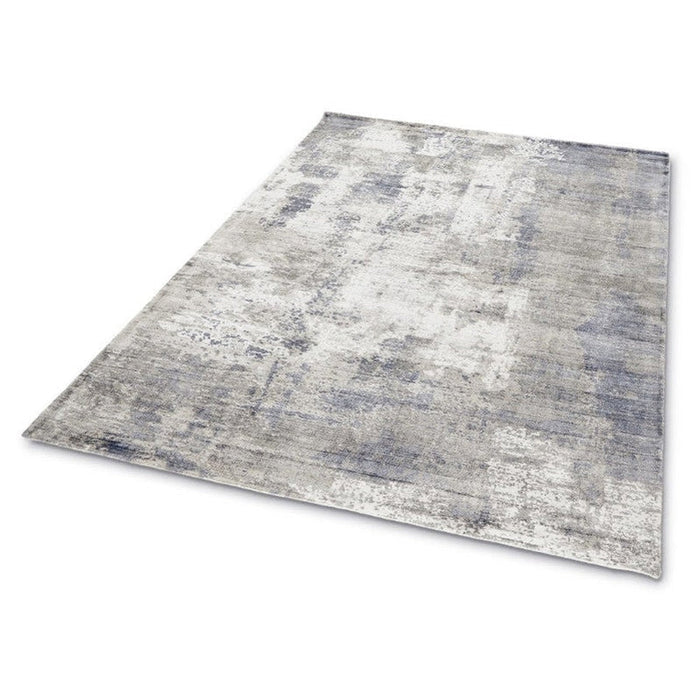 Gatsby Modern Abstract Distressed Metallic Shimmer Hand-Woven Textured Printed Viscose Flatweave Cloud Grey/Cream/Beige Rug