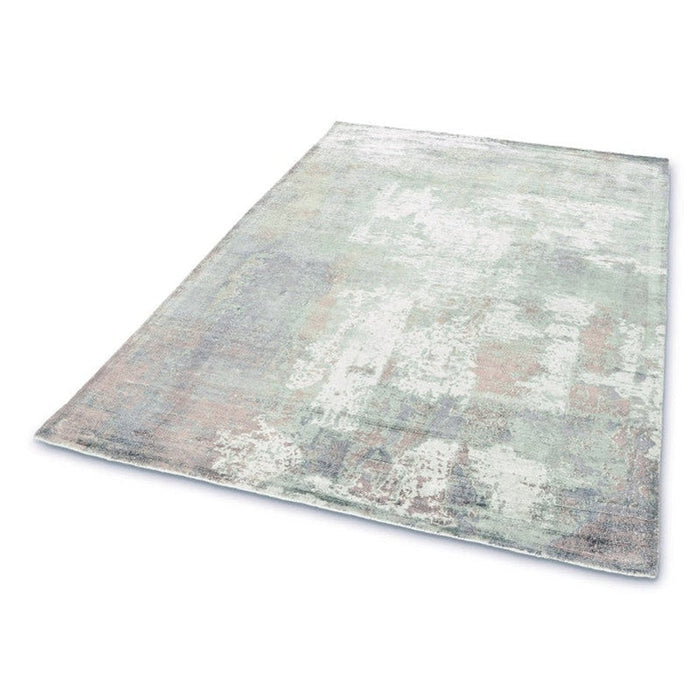 Gatsby Modern Abstract Distressed Metallic Shimmer Hand-Woven Textured Printed Viscose Flatweave Coral/Grey/Taupe/Cream Rug