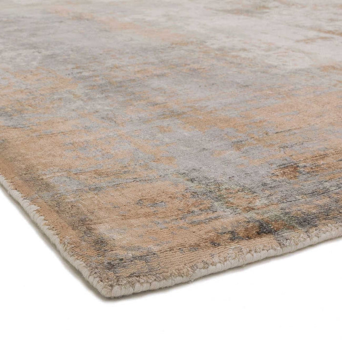 Gatsby Modern Abstract Distressed Metallic Shimmer Hand-Woven Textured Printed Viscose Flatweave Coral/Grey/Taupe/Cream Rug