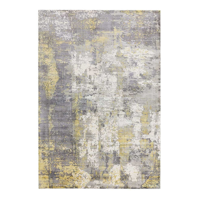 Gatsby Modern Abstract Distressed Metallic Shimmer Hand-Woven Textured Printed Viscose Flatweave Gold/Grey/Taupe/Cream Rug