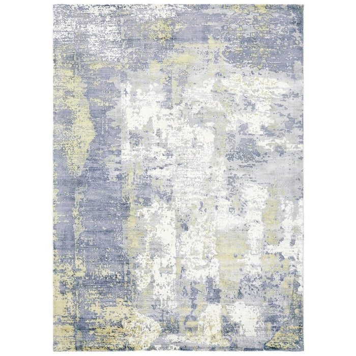 Gatsby Modern Abstract Distressed Metallic Shimmer Hand-Woven Textured Printed Viscose Flatweave Gold/Grey/Taupe/Cream Rug