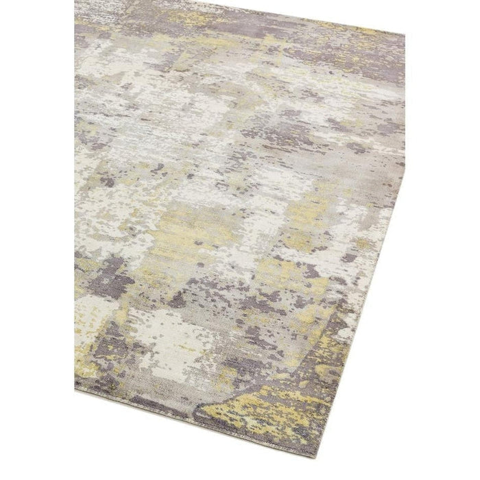 Gatsby Modern Abstract Distressed Metallic Shimmer Hand-Woven Textured Printed Viscose Flatweave Gold/Grey/Taupe/Cream Rug