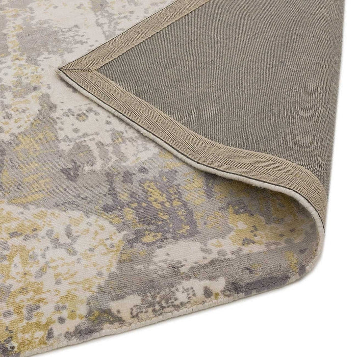 Gatsby Modern Abstract Distressed Metallic Shimmer Hand-Woven Textured Printed Viscose Flatweave Gold/Grey/Taupe/Cream Rug