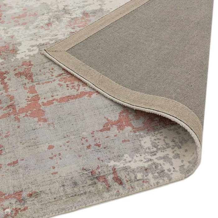 Gatsby Modern Abstract Distressed Metallic Shimmer Hand-Woven Textured Printed Viscose Flatweave Red/Grey/Cream Rug