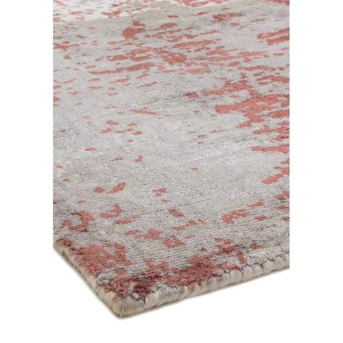 Gatsby Modern Abstract Distressed Metallic Shimmer Hand-Woven Textured Printed Viscose Flatweave Red/Grey/Cream Rug