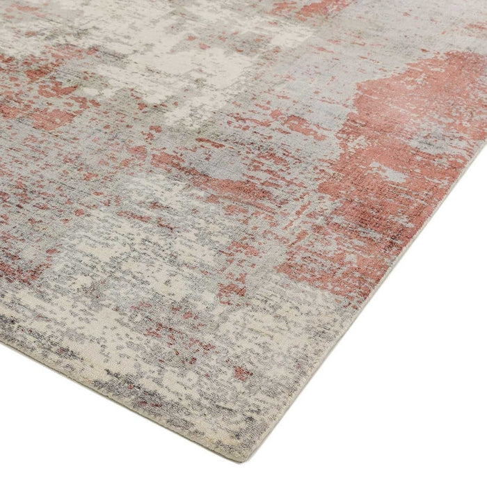 Gatsby Modern Abstract Distressed Metallic Shimmer Hand-Woven Textured Printed Viscose Flatweave Red/Grey/Cream Rug