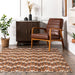 Geometric Area Rug in Rust for Living Room and Bedroom