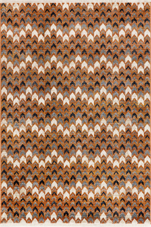 Geometric Area Rug in Rust for Living Room and Bedroom