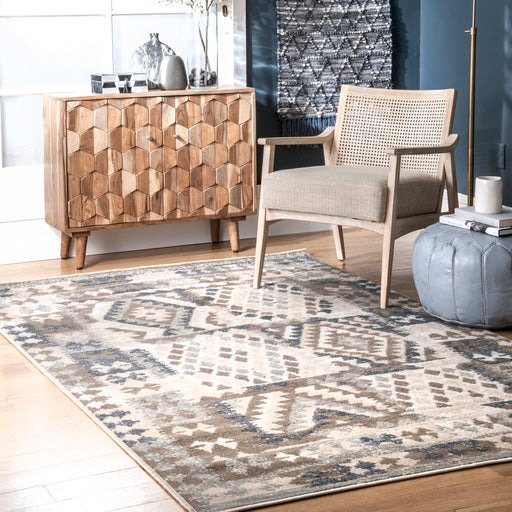 Geometric Beige Area Rug 140x200 cm Durable Soft Floor Covering