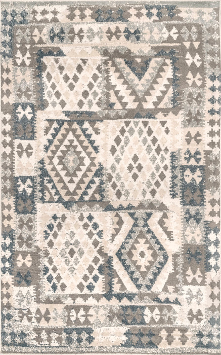 Geometric Beige Area Rug 140x200 cm Durable Soft Floor Covering