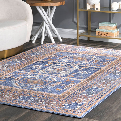 Tappeto geometrico blu 160 cm x 230 cm dal design durevole