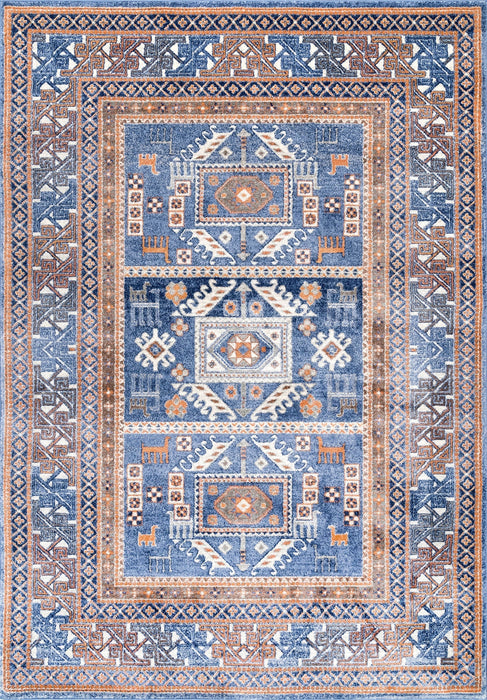 Tappeto geometrico blu 160 cm x 230 cm dal design durevole