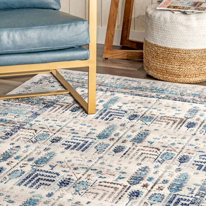 Geometric Blue Area Rug 160x230 cm Durable Soft Fibers