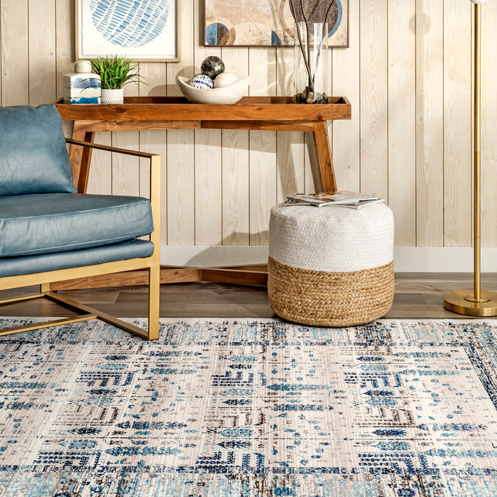 Geometric Blue Area Rug 160x230 cm Durable Soft Fibers