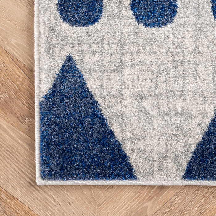 Geometric Blue Area Rug 160x230 cm Pet-Friendly Design