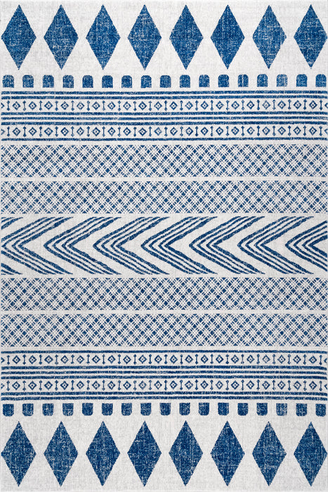 Geometric Blue Area Rug 160x230 cm Pet-Friendly Design