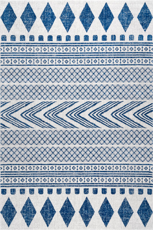 Geometric Blue Area Rug 160x230 cm Pet-Friendly Design