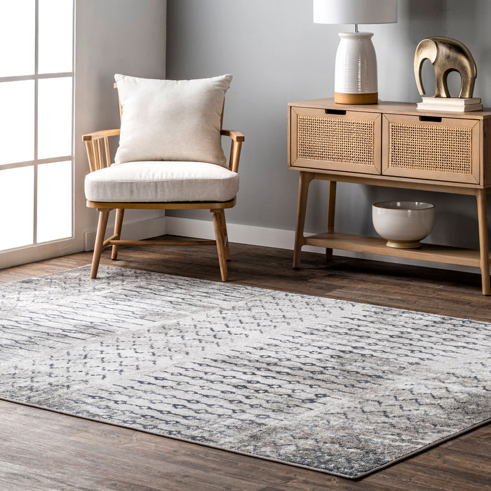 Geometric Blue Area Rug for Living Room and Entryway