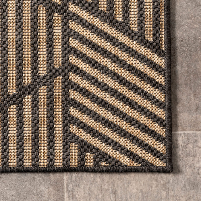 Geometric Charcoal Area Rug For Indoor And Outdoor Use