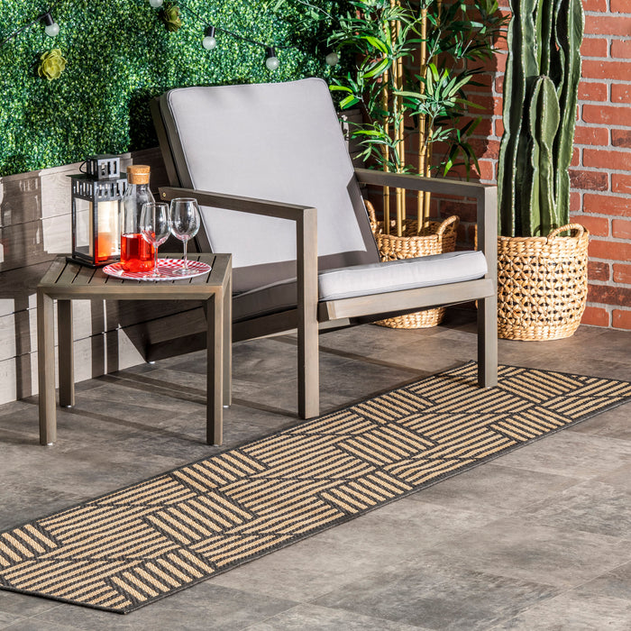 Geometric Charcoal Area Rug For Indoor And Outdoor Use