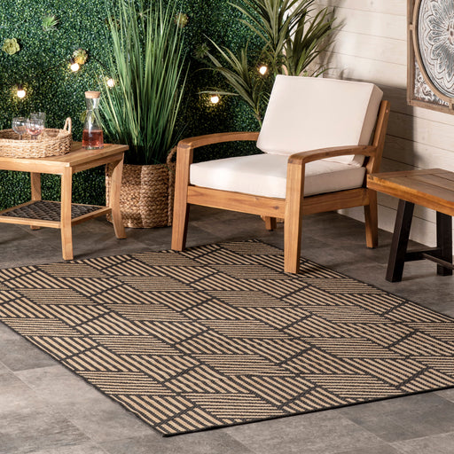 Geometric Charcoal Area Rug For Indoor Outdoor Use