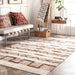 Geometric Cream Cotton Area Rug With Tassels 120x180 cm