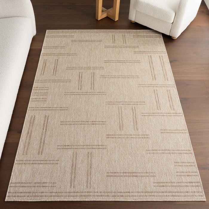 Tappeto per interni ed esterni dal design geometrico Beige chiaro 150x240 cm