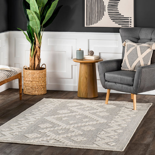 Geometric Grey Area Rug for Modern Home Decor