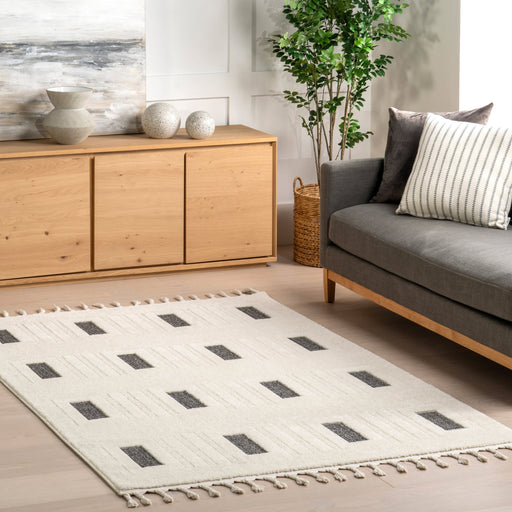 Geometric Grey Tassel Area Rug 160x230 cm