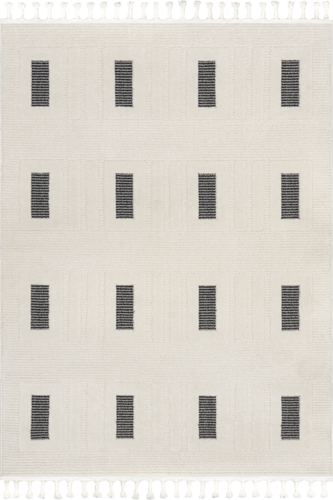 Geometric Grey Tassel Area Rug 160x230 cm